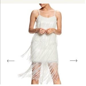 Dress The Population Fringe Dress in white. Size XS